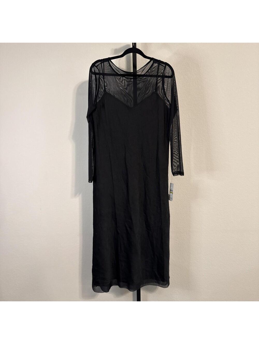 NWT DKNY Donna Karan New York Illusion Long-Sleeve Crushed Charmeuse Dress - XL - Picture 2 of 11